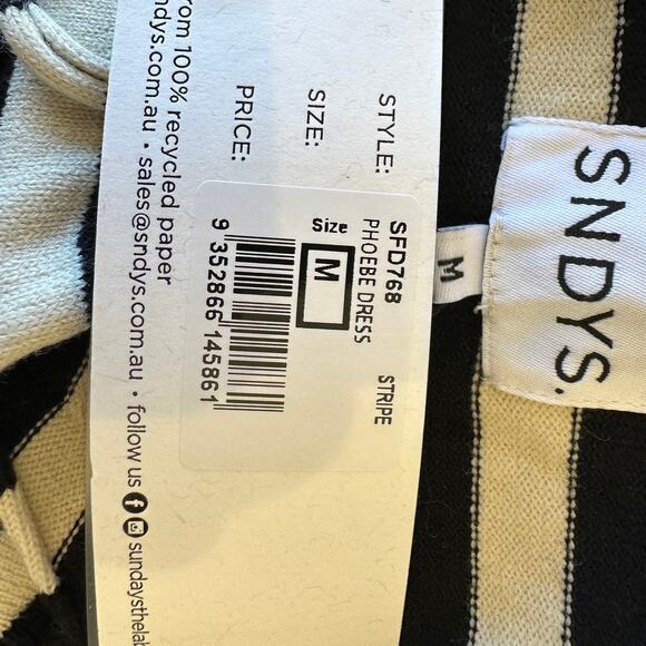 Revolve Knit Maxi Dress Black White Stripe MEDIUM Bodycon More to Come $60 NEW - Picture 9 of 9